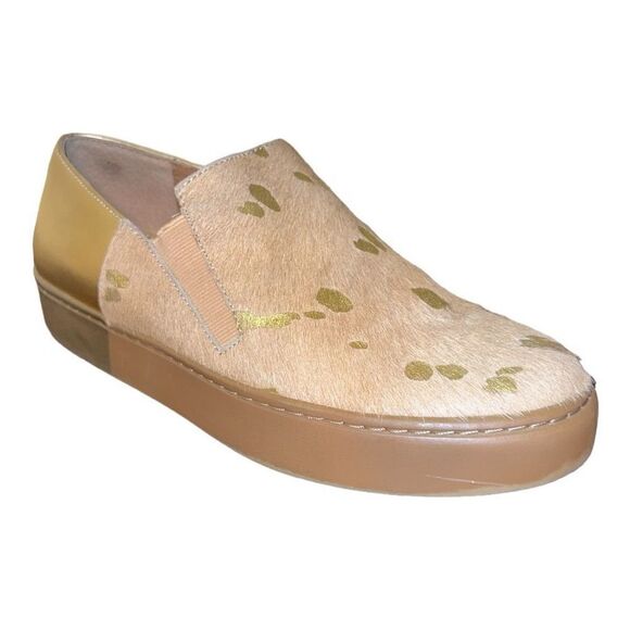 Free People Shoes - Free People Varsity Gold Calfhair Slip On Sneakers Women’s Size EU 37